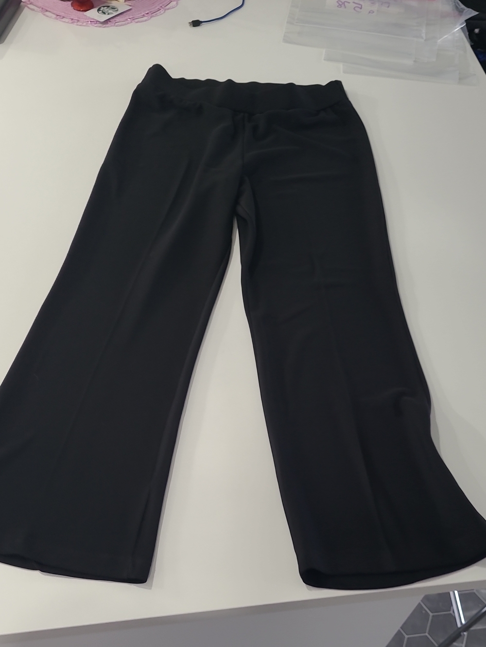 Clara Sun Woo Black Wide-Leg Ponte Pants
